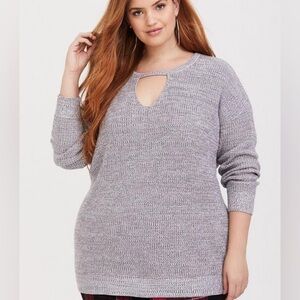 Torrid Grey Marl Keyhole Tunic Ribbed Sweater, size 2X
